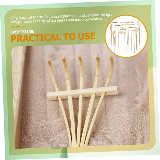 12-delige mini bamboe harkjesset voor tuindecoratie en meditatie van Merkloos	 — afbeelding 4
