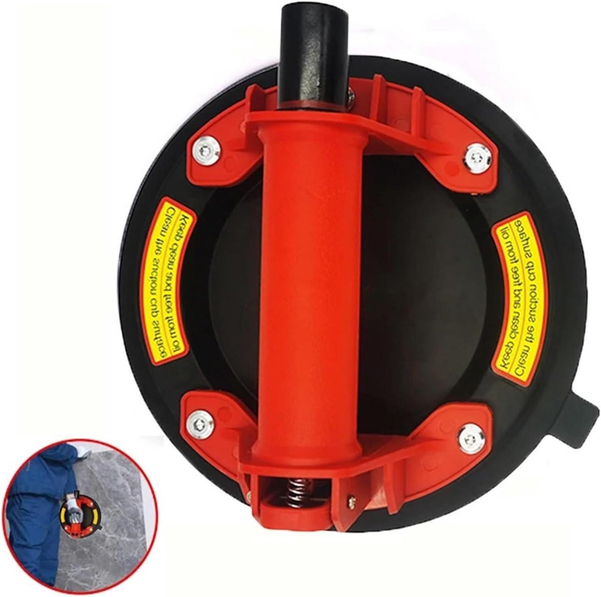 Glazen Zuignappen - Vacuümheffer Tegels - Zware Objecten Verplaatsen - 220kg Draagvermogen - 8 inch - Zwart