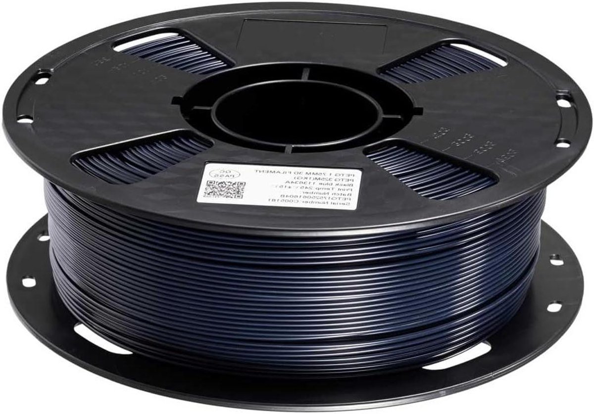 PETG Filament - 3D Printer Materiaal - 3D Printen - Klittenvrij Gewikkeld - 1.75 mm 1 kg - Zwart Blauw