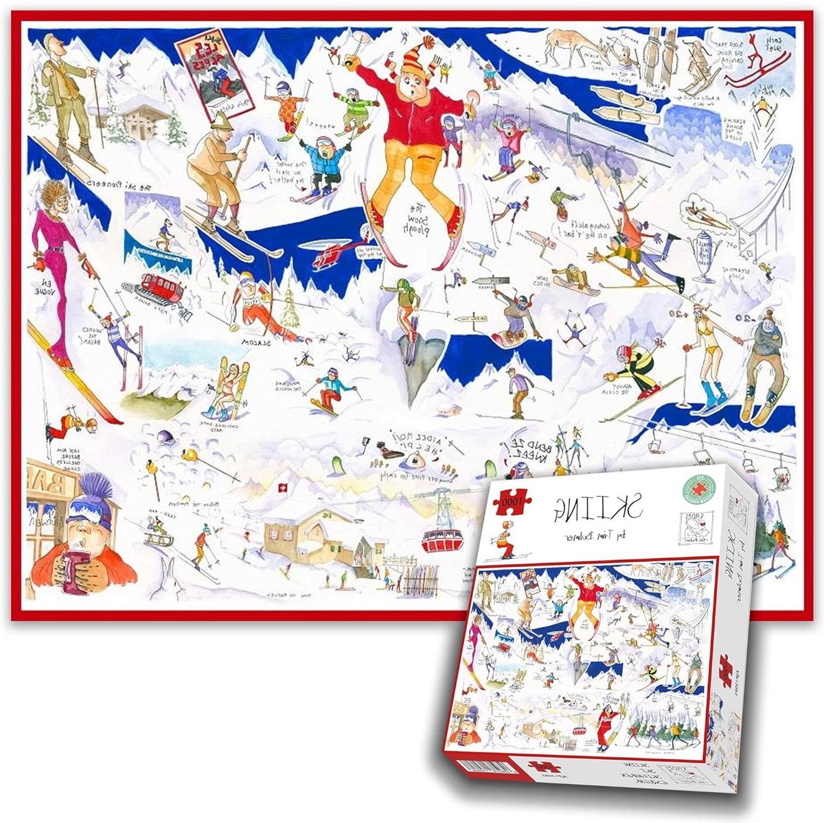 Skiing Legpuzzel - Winter Puzzel - Ontspannend Tijdverdrijf - Gedetailleerd Winterlandschap - 66 x 50 cm - Multicolor