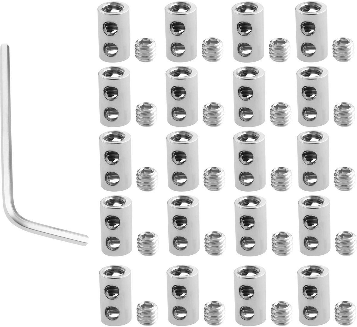 Allecto - Touwklemmen - Touw Verbinders - Ideaal voor Buitenavonturen - 20 Stuks - Voor 1-2mm Touw - Draadkabel Bevestigingen