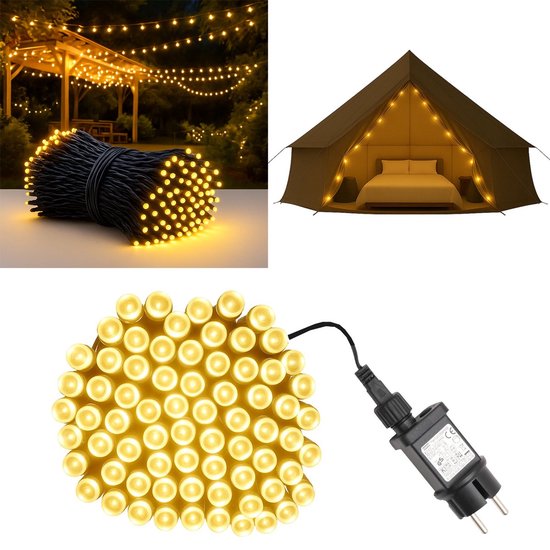 Best Active Tuinverlichting op Stroom - 100 LED Lichtsnoer Buiten - 10 Meter Verlicht - Warm Wit Licht - IP65 Waterbestendig - Kerstverlichting - Buitenverlichting Lichtslinger - Lichtsnoeren - Tuinlampen op Stroom