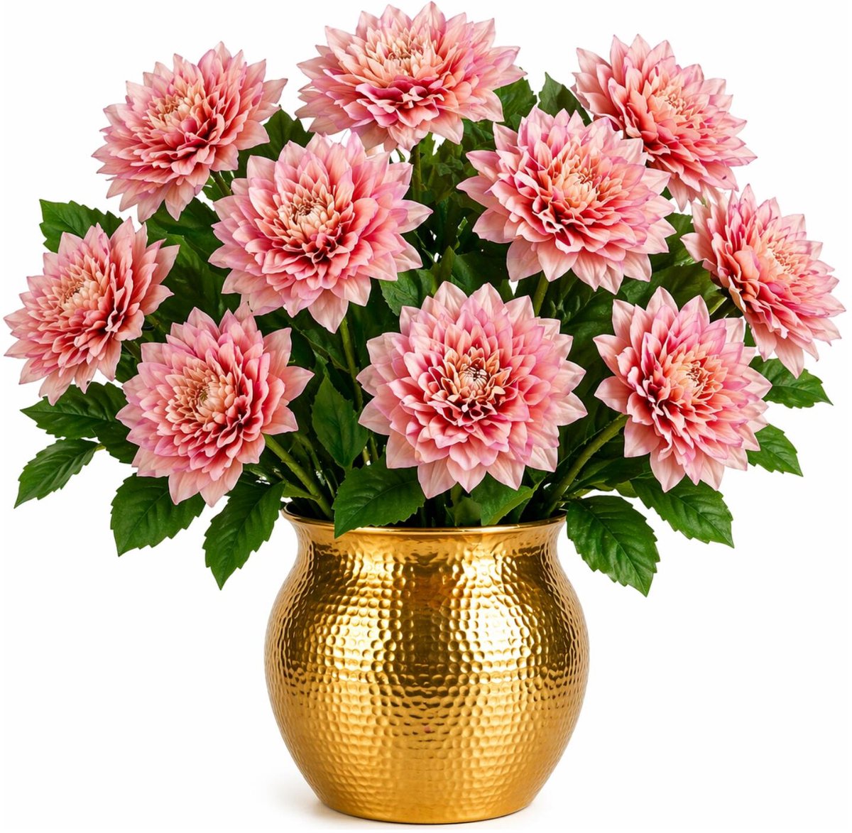 Mica Decorations Kunstbloem Dahlia Artistic - 12x - H74 cm - roze - kunststof - stelen kunstbloemen - boeket - bloemetjes