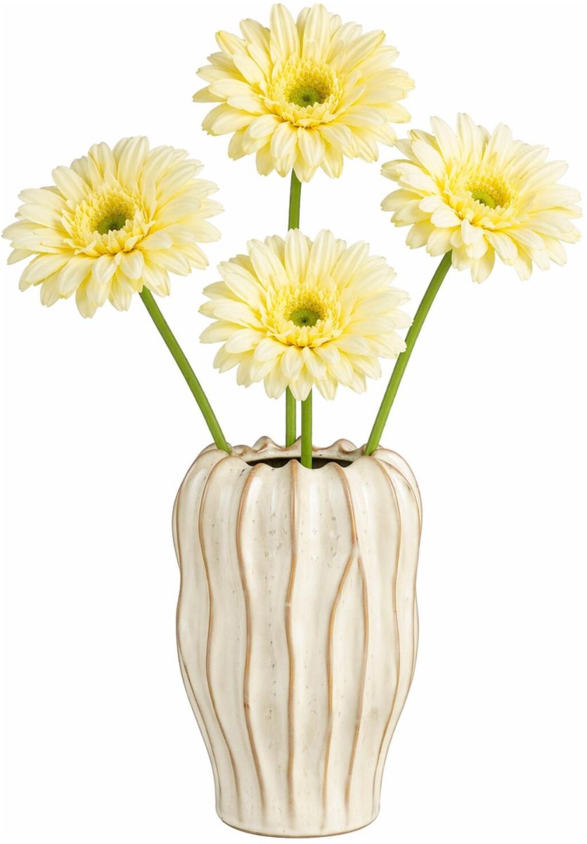 Mica Decorations Kunstbloem Gerbera Floral - 4x - H60 cm - geel - kunststof - stelen kunstbloemen - boeket - rozen bloemetjes