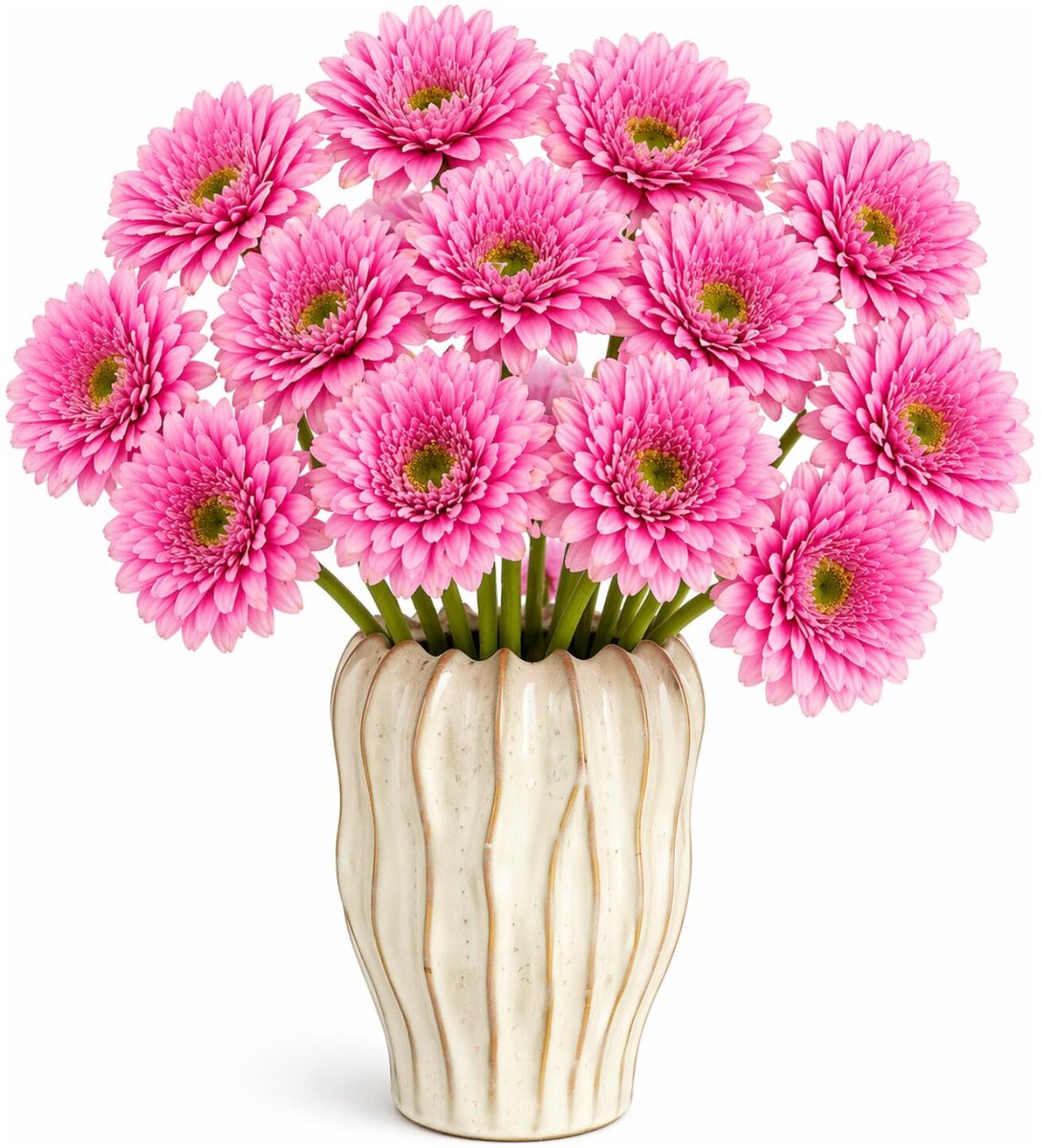 Mica Decorations Kunstbloem Gerbera Floral - 12x - H60 cm - roze - kunststof - stelen kunstbloemen - boeket - rozen bloemetjes