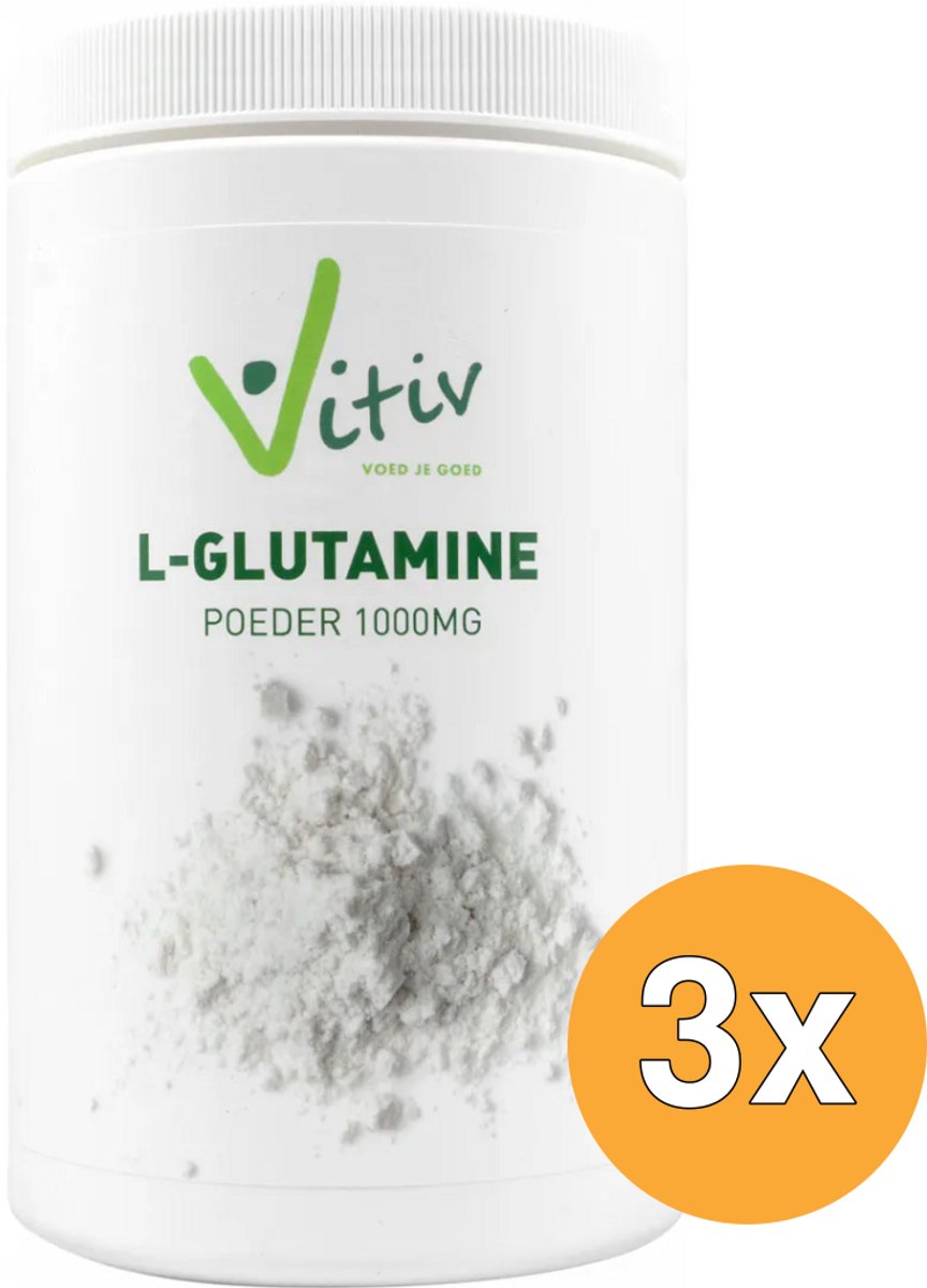 3x Vitiv L-Glutamine Poeder (500 gr)