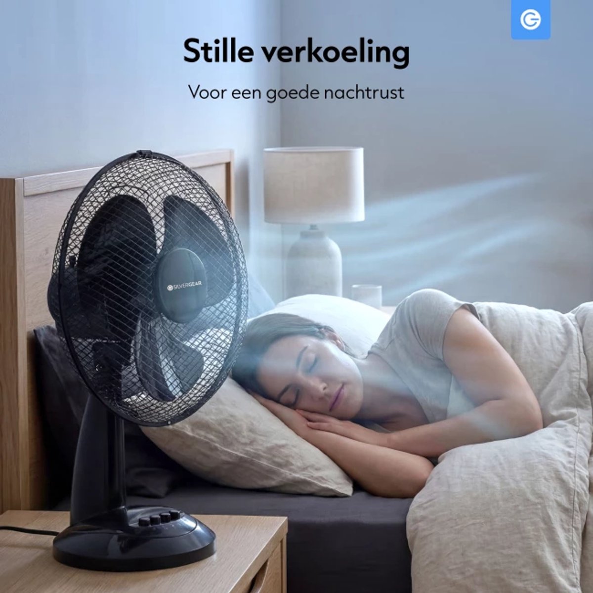 Tafel Ventilator - Compacte Luchtkoeler met 3 Snelheden - Bureauventilator - Kleine Ventilator - Luchtkoeler - Statiefventilator Slaapkamer - Krachtige Fan - Ventilator Staand voor Kantoor - Waaier - Verkoeling - Air Cooler - Zwart - Silvergear thumbnail 2