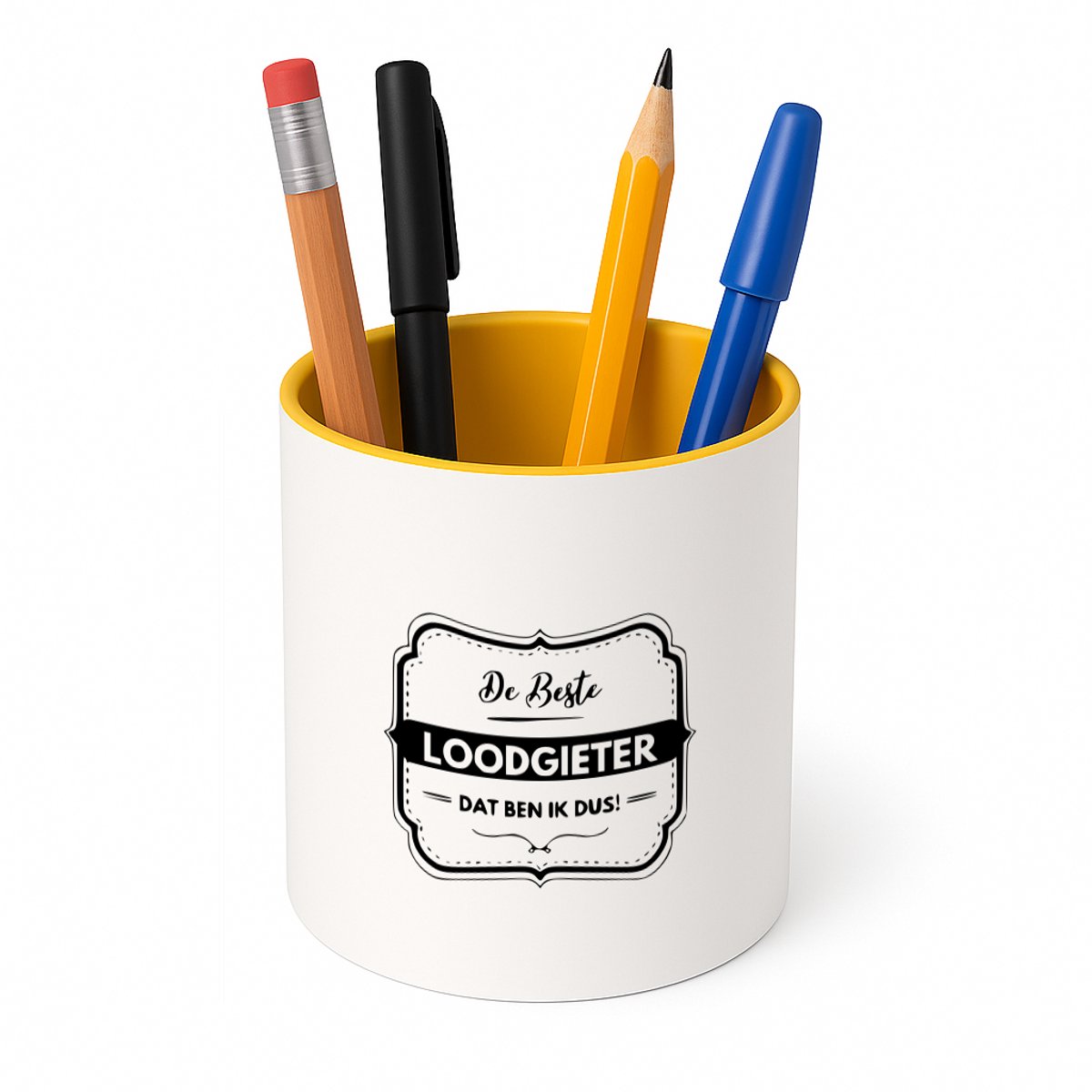 Hacebo® - De beste loodgieter dat ben ik dus Pennenbakje - Loodgieter - Vrienden familie - pennenhouder - Collega - Cadeau - Pennenbakje geel