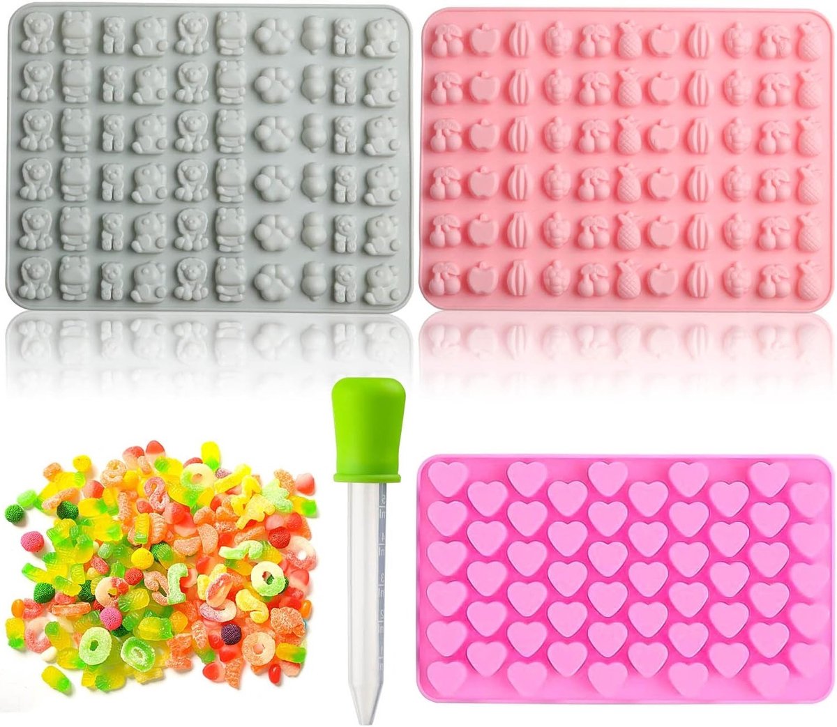 Rubberen Beren Silicone Mallen voor Snoep, Jelly en Chocolade - Set van 4 Stuks