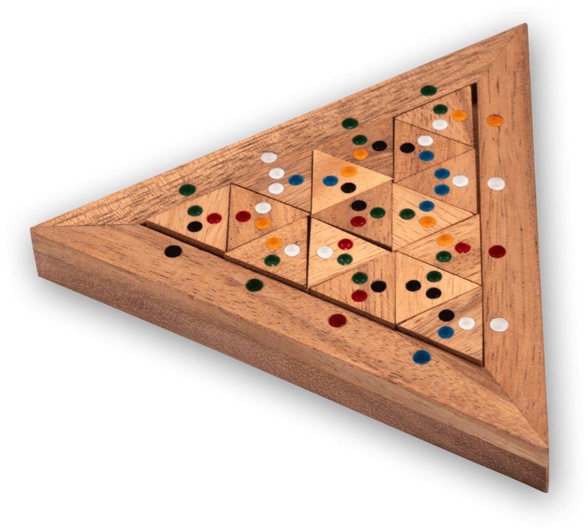 Tri-Match – Handgemaakt Houten Puzzelspel voor 1 Speler | Uniek Driehoekvormig Breinspel | Cadeau voor Kinderen & Volwassenen | Uit de Oude Doos