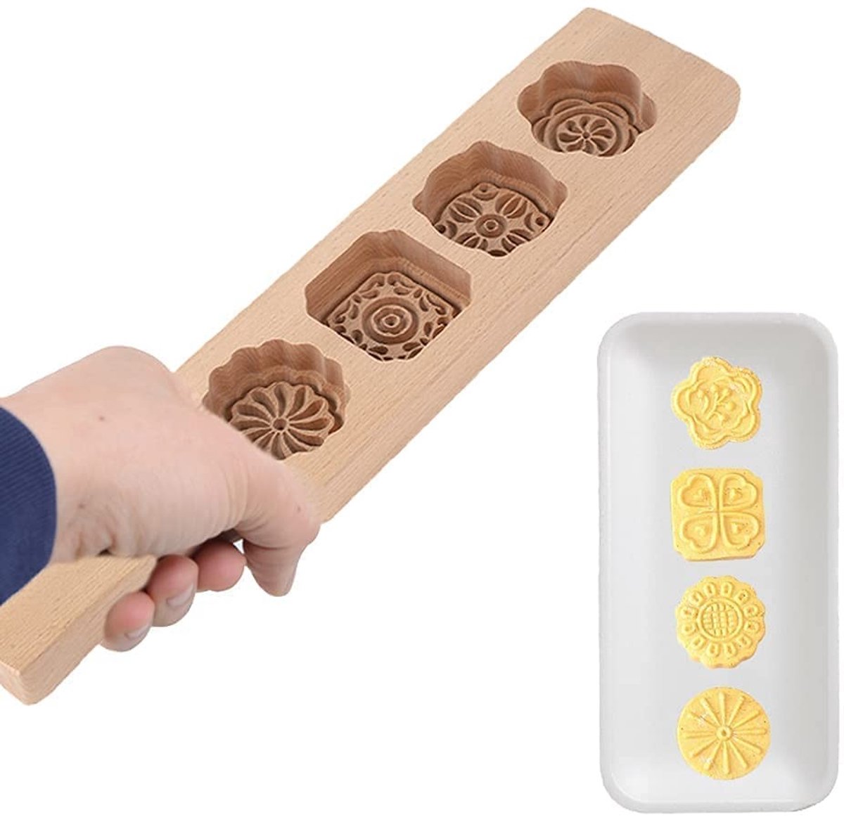Allecto - Mooncake Schimmel - Houten Cakevormen - Creatief Bakken - 1 stuk - Gebakvormen - Geschikt voor Muffins en Snacks