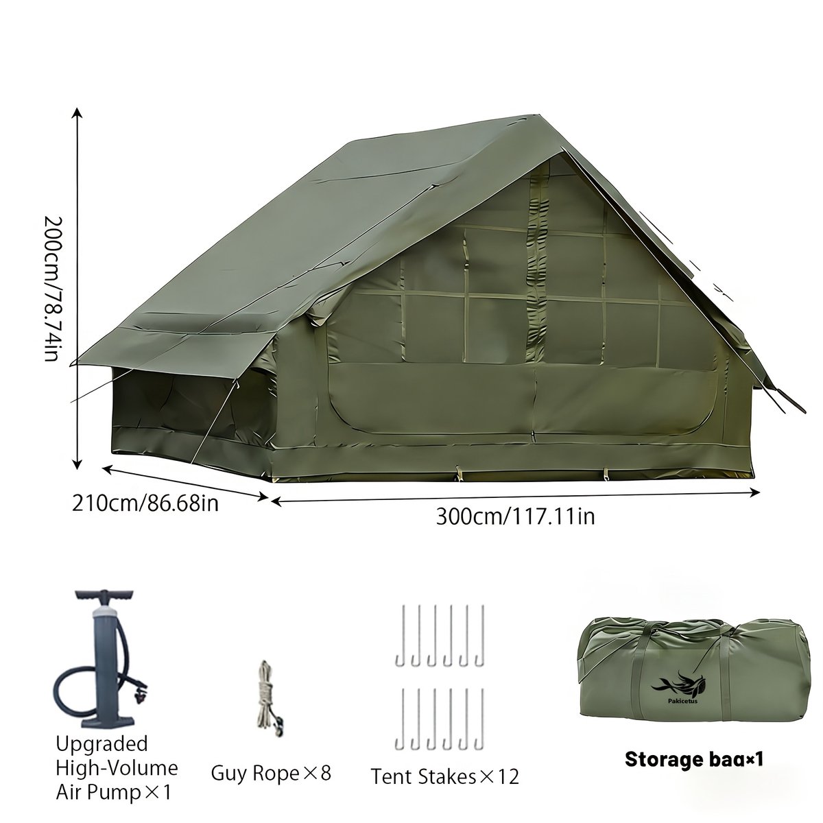 Opblaasbare Tunneltent 4-6 Personen – Met Luifel & Snelle Opbouw