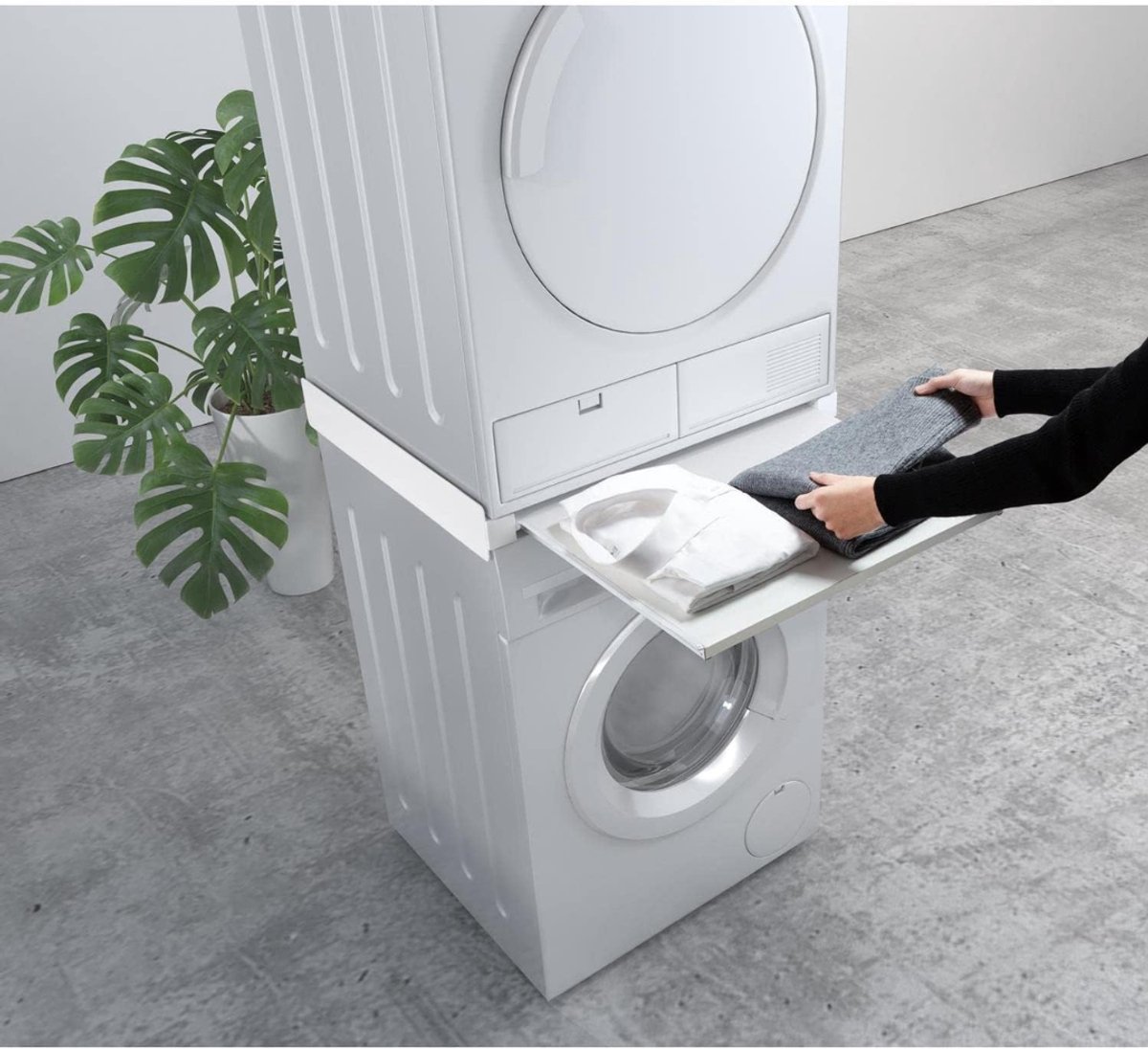MIRA® Tussenstuk Wasmachine Droger - Stapelkit - Tussenstuk Wasmachine en Droger - Tussenstuk Wasmachine Droger Zwart - Tussenstuk Wasmachine Droger Aeg - Wit - 60cm x 72cm x 10cm thumbnail 7