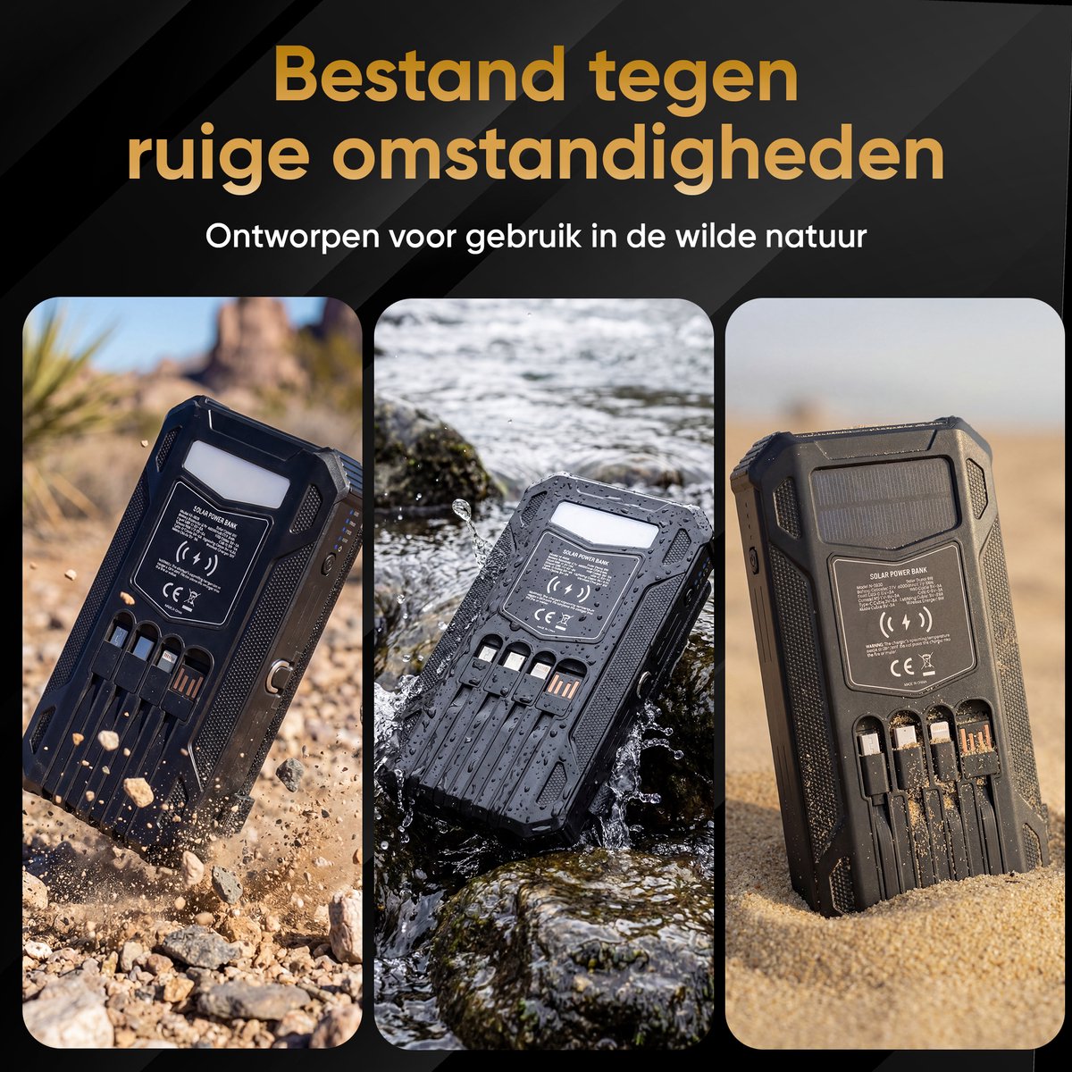 Golden Sound Solar Powerbank 30.000 mAh met 4 Panelen - afbeelding 2