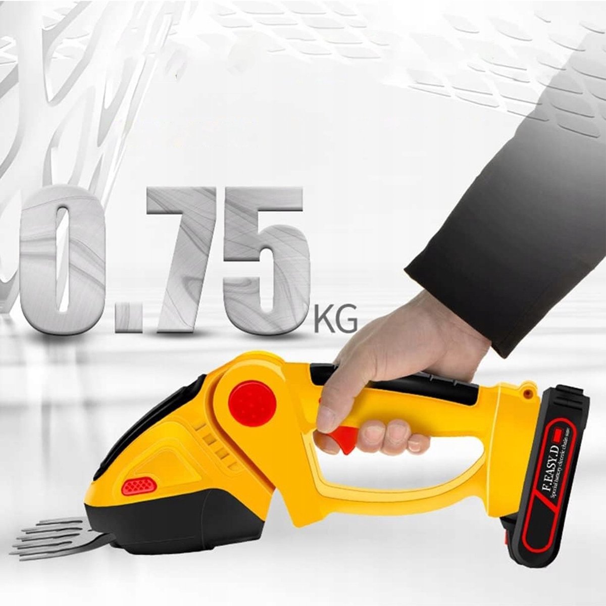Grasmaaier - Heggenschaar - Handgrasmaaier - Geel - 750g Ultralicht & 60min Batterijduur - 15.000 tpm krachtig vermogen - Dubbele Messen & 90° Verstelbaar - Voor Tuin – foto 7