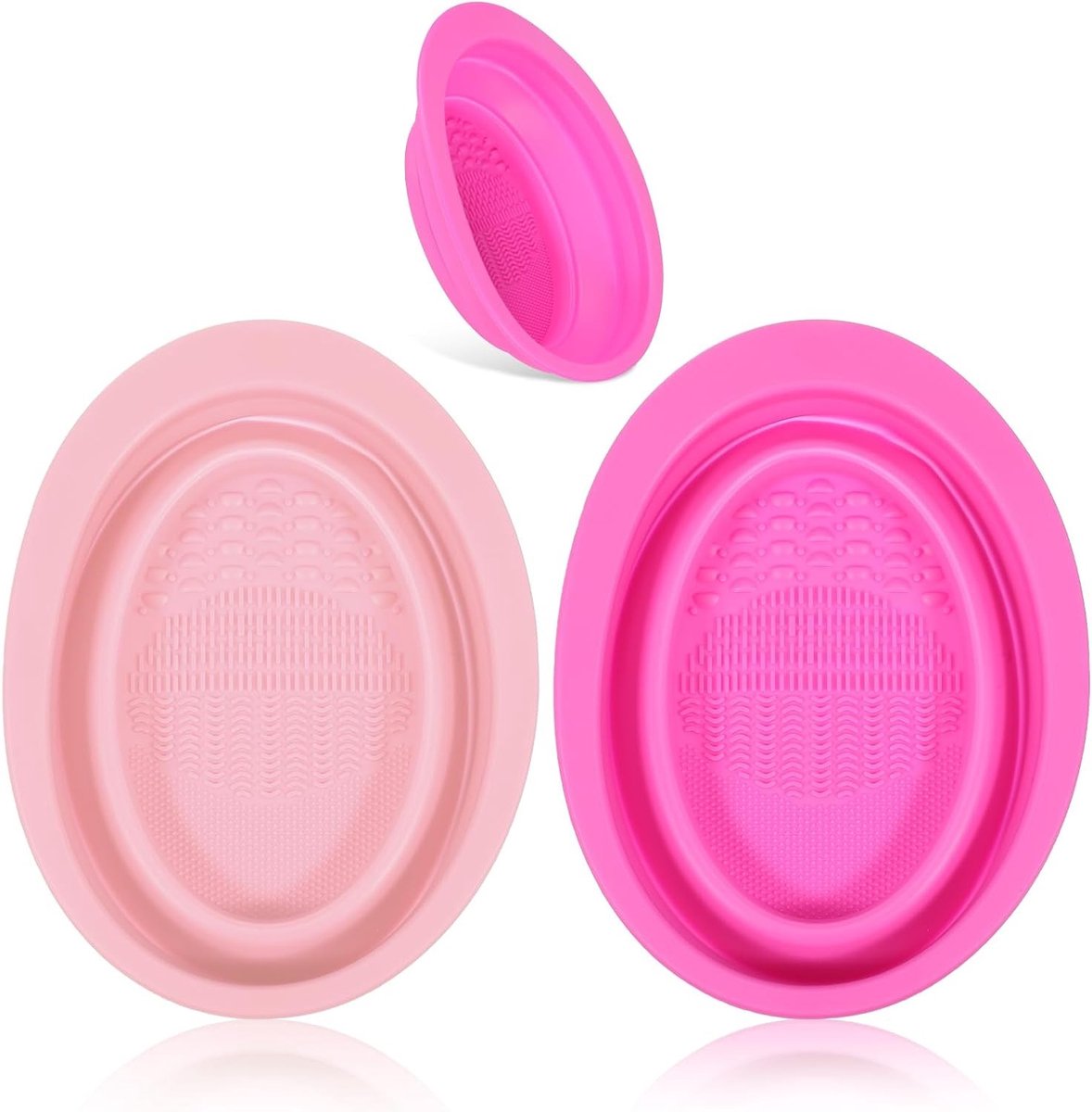 Set van 2 Vouwbare Siliconen Make-up Borstelreinigers, Reinigingsmat met Diverse Texturen voor Cosmetische Gereedschappen en Onderhoud