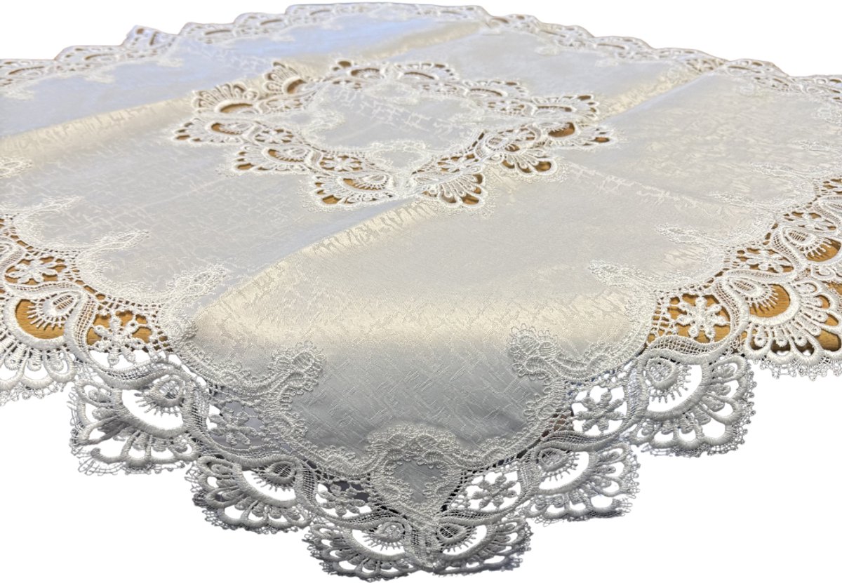 Tafelkleed - Grofkant - Wit - Vierkant 85x85 cm - 8139