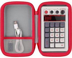 Hard Travel Case voor 8BitDo Retro 18 Mechanical Numpad - Bescherming, Draagbaar en Duurzaam met Witte Deksel en Rode Rits
