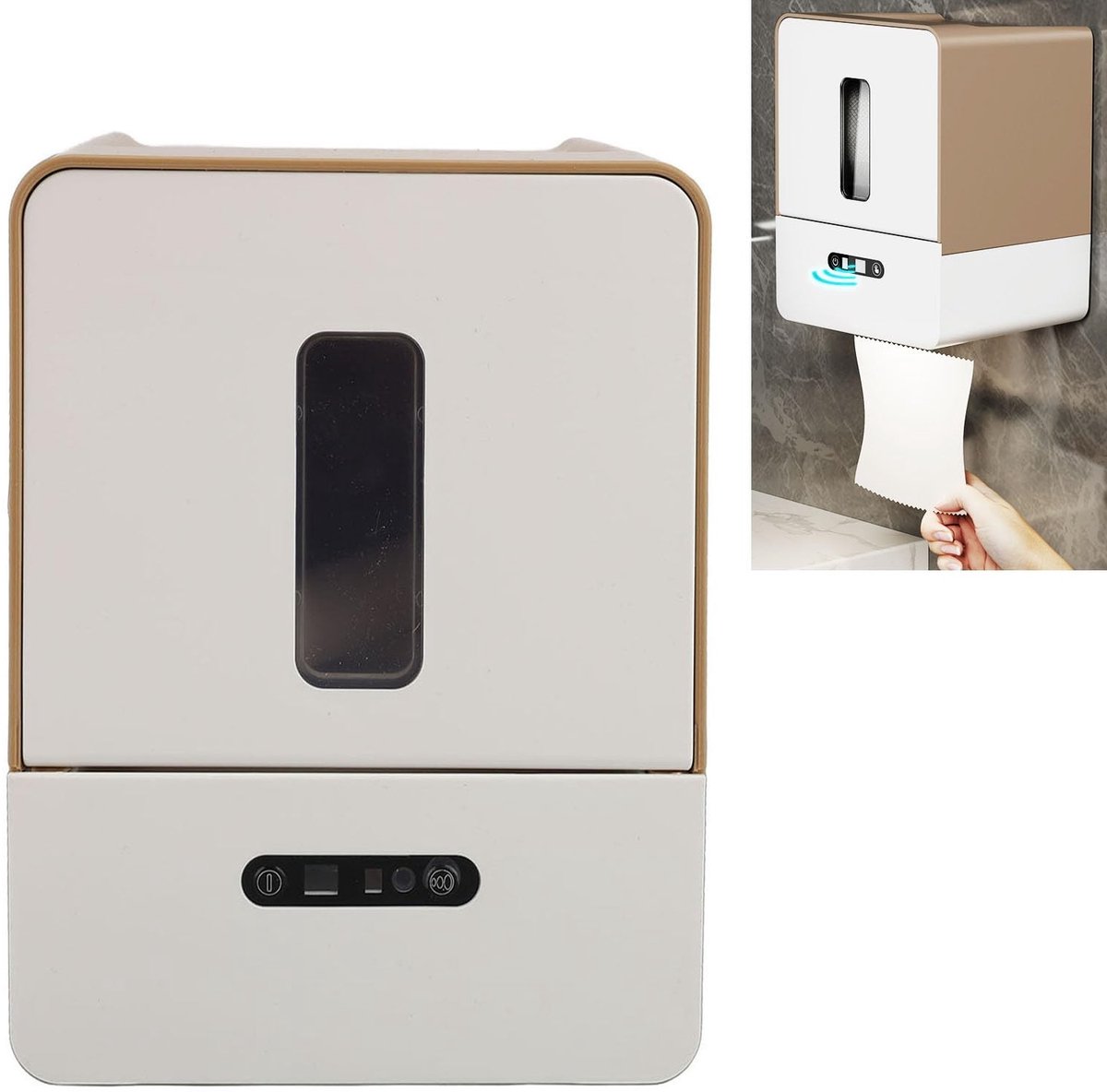 Touchless Automatische Papieren Handdoek Dispenser - Wandmontage met Sensor en Nachtlampje (Bruin)