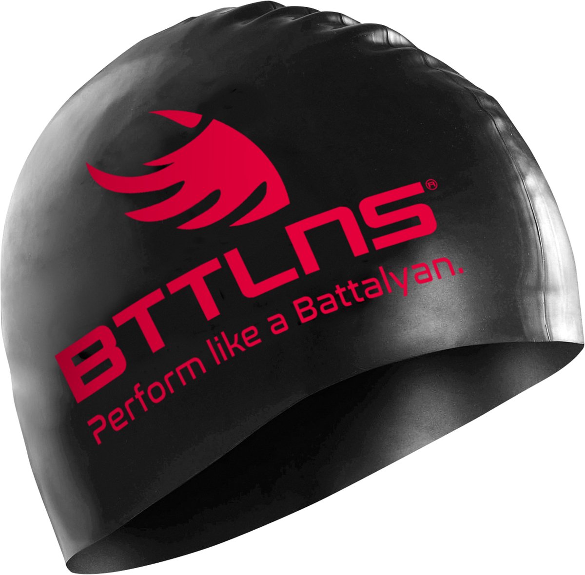 BTTLNS badmuts - swim cap - siliconen badmuts unisex - Absorber 2.0 - zwart-rood - one size