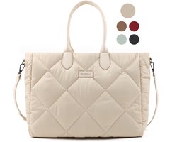 Mommsy Luiertas – Verzorgingstas – Mom Bag – Thermo Vak – Gewatteerde Puffer Stof – Mommy Bag – Extra Ruim – Waterafstotend – Organizer – Lichtgewicht– Beige