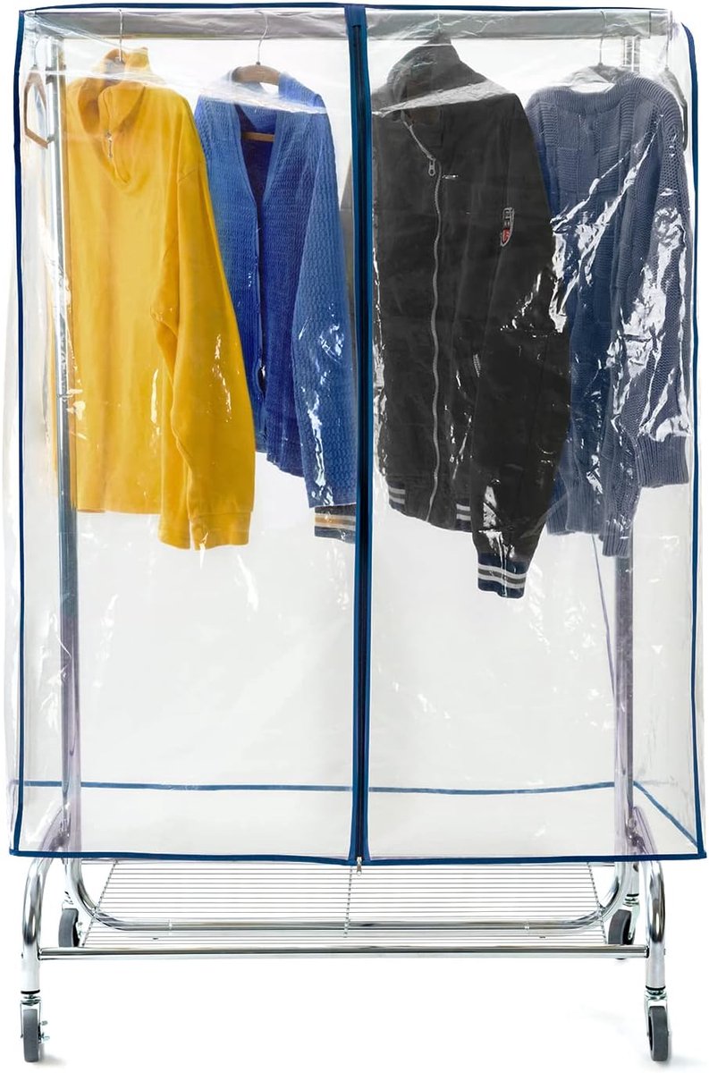 OLOEY 90cm(2.95 ft)transparante hoes voor kledingrekken-bescherming tegen stof en vuil-waterdichte beschermhoes voor kledingrekken-met ritssluiting
