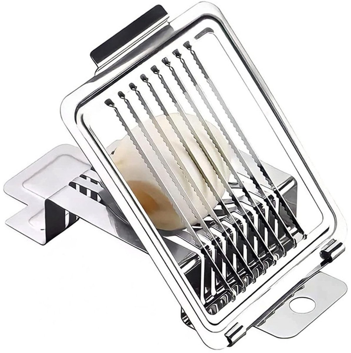 Allecto - Eiersnijder - Roestvrij staal - Vaatwasmachinebestendig - Zilver - Multifunctioneel keukengereedschap - Geschikt voor ei en fruit - Gekar...