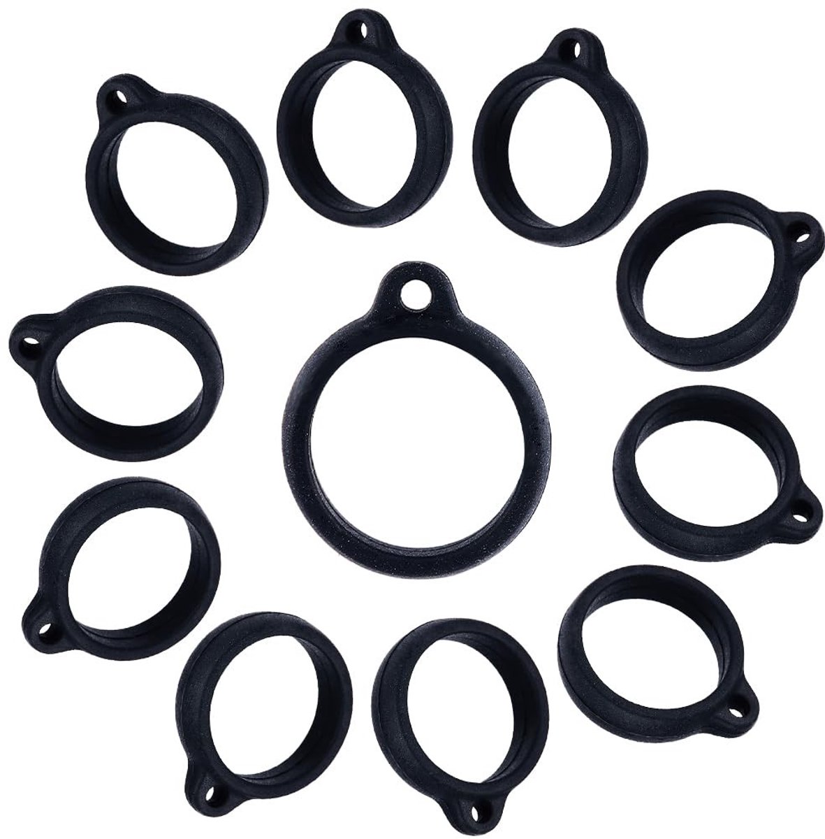 Allecto - Multifunctionele O Ringen - Anti-verloren Siliconen Rubber Ringen - Zwart - 20 Stuks - Ideaal voor Sleutelhangers en Apparaten - 16mm Dia...