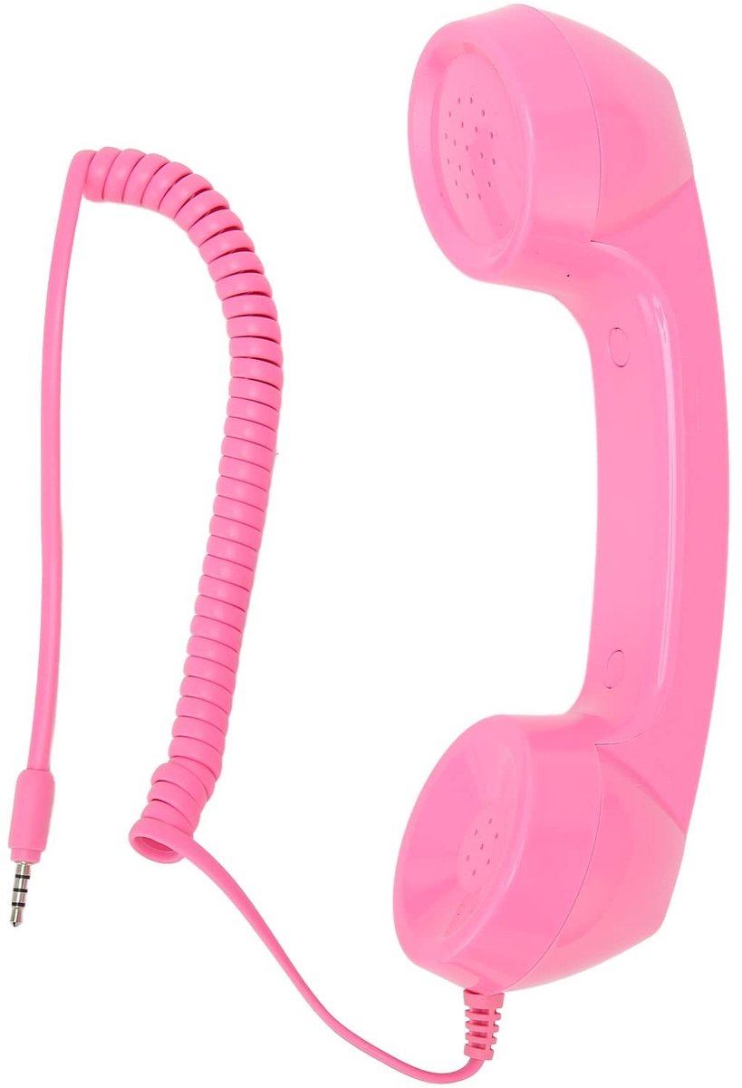 Allecto - Retro Telefoonhoorn - Mobiele Telefoonontvanger - Volumeregeling - Roze - Microfoon met Spiraalsnoer - Geschikt voor Smartphones - 3,5 mm...