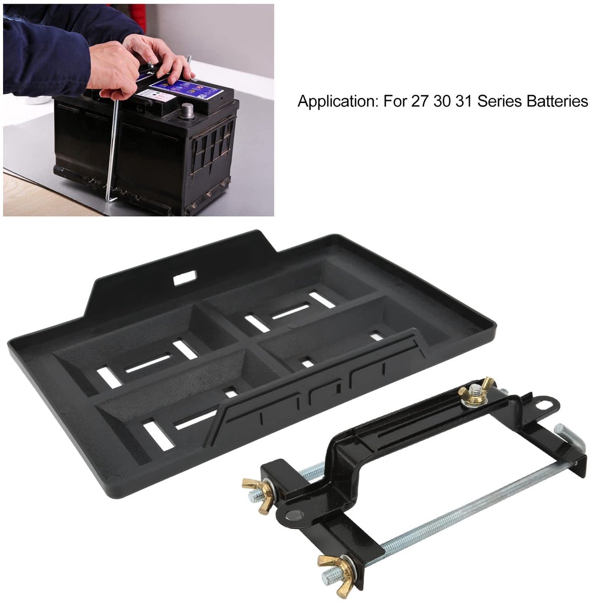 Allecto - Auto-accudragerhouder - Universele accuhouder - Verstelbaar en stevig ontwerp - Geschikt voor auto en boot - Accu accessoires - Handig vo...