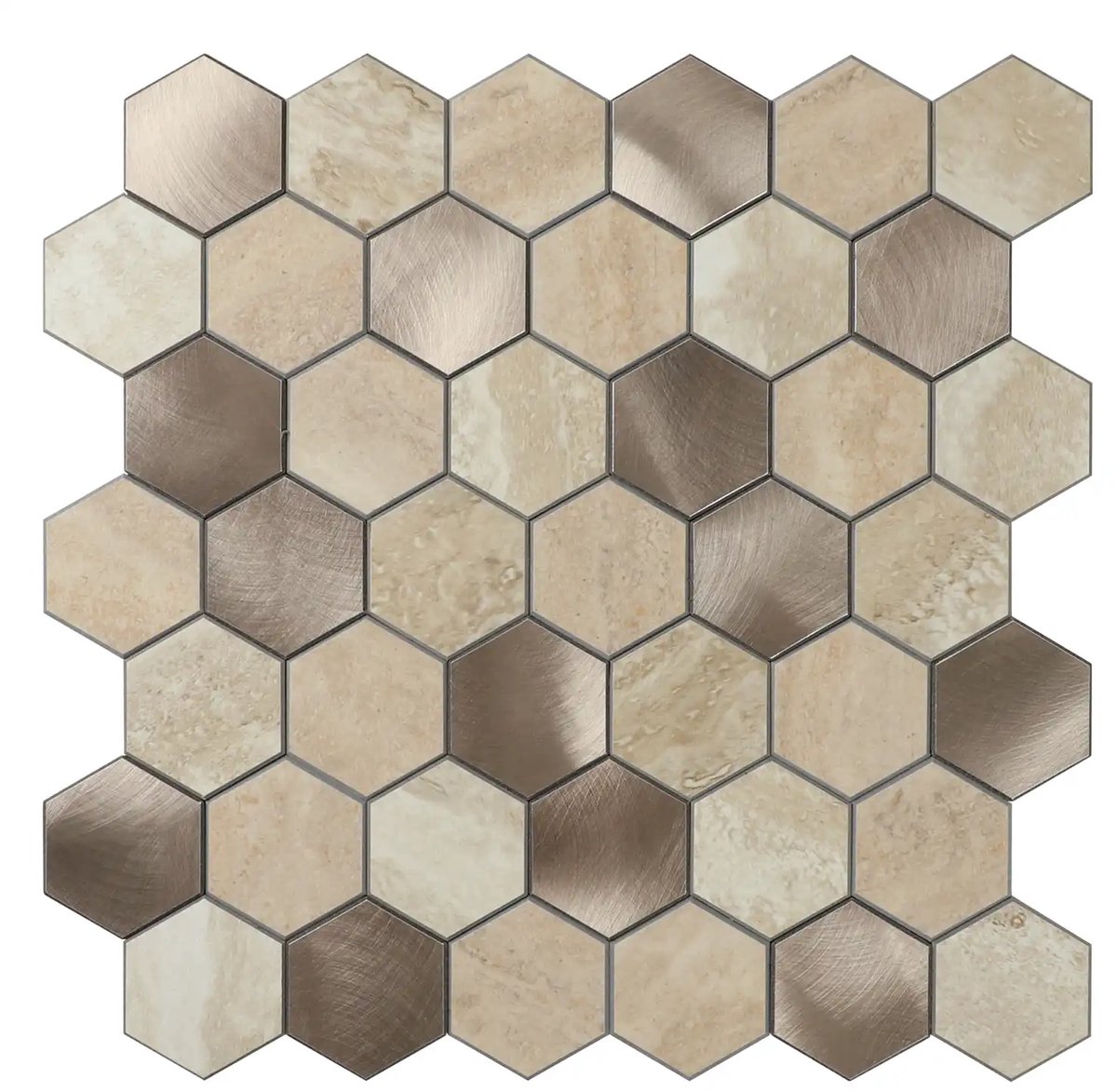 Zelfklevende Mozaïek Steenstrip Hexagon Japandi Beige