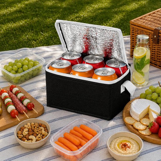 Bullet kleine koeltas voor sixpack blikjes - 3,5 liter - zwart - 20 x 15 x 12 cm - Lunchtrommel van Bullet — afbeelding 5