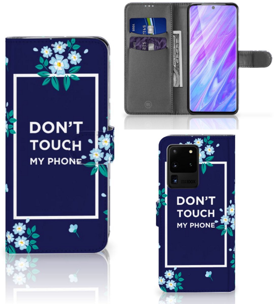 Samsung Galaxy S20 Ultra Portemonnee Hoesje Flowers Blue DTMP