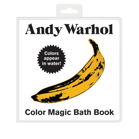 Andy Warhol Kleuren Magie Badboek met gele banaanprint. Kleuren verschijnen in water!