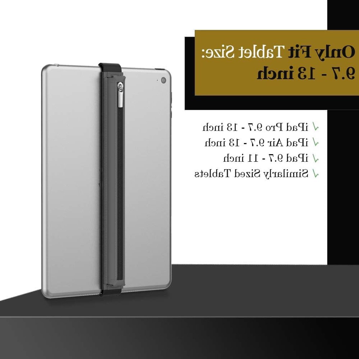 Pennenetui van PU-leer voor Apple Pencil en iPads, met rits en opbergruimte voor accessoires, geschikt voor iPad 9e/8e/7e generatie en iPad Air 4e generatie
