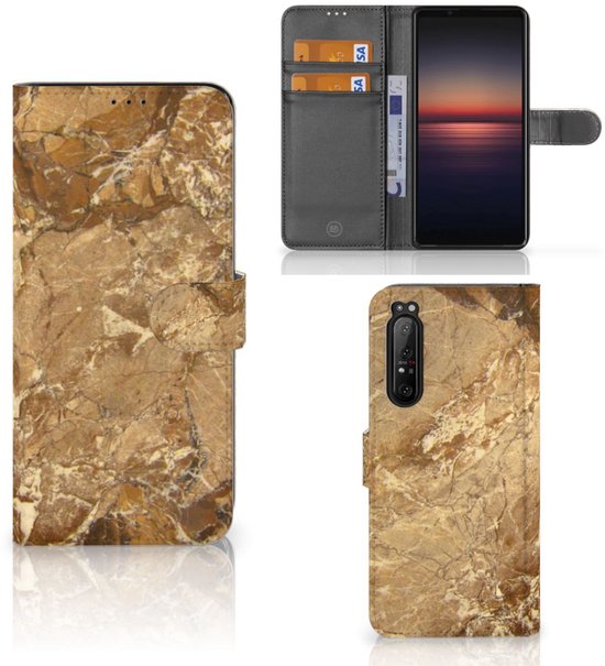 Portefeuille Sony Xperia 1 II Etuis Portefeuille Compatible avec Cuir Flip Cover Fermeture magnétique pour Marbre