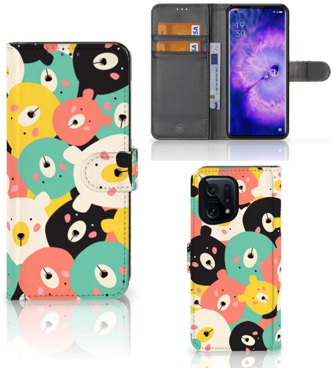 Book Case voor OPPO Find X5 Leuk Hoesje Bears
