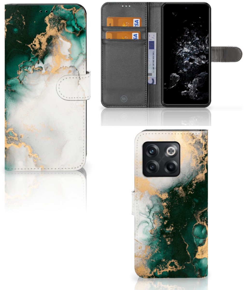 Bookcase voor OnePlus 10T Marmer Groen