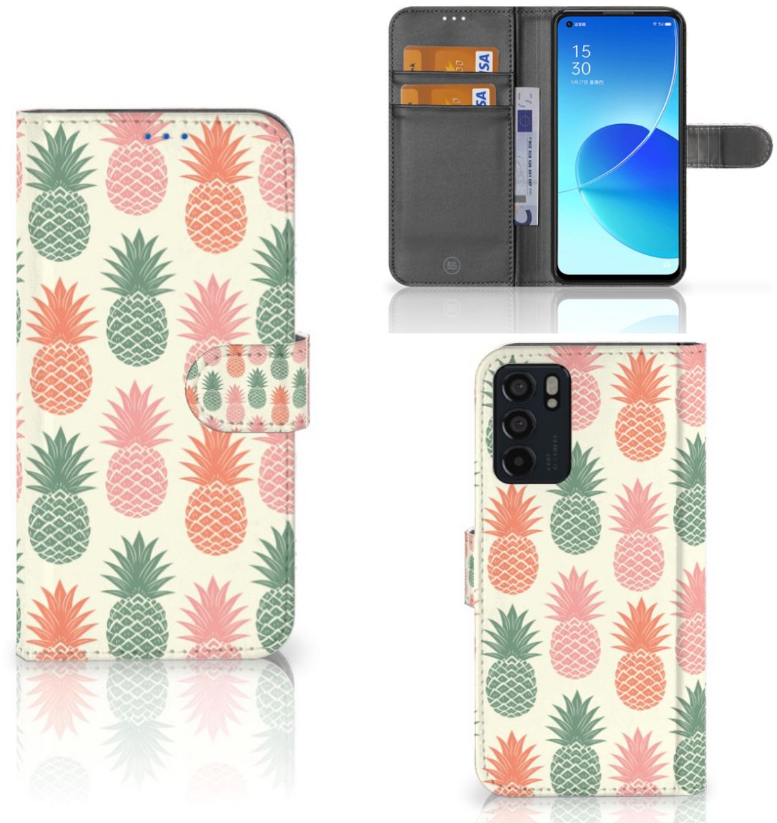 OPPO Reno6 5G Book Cover Ananas