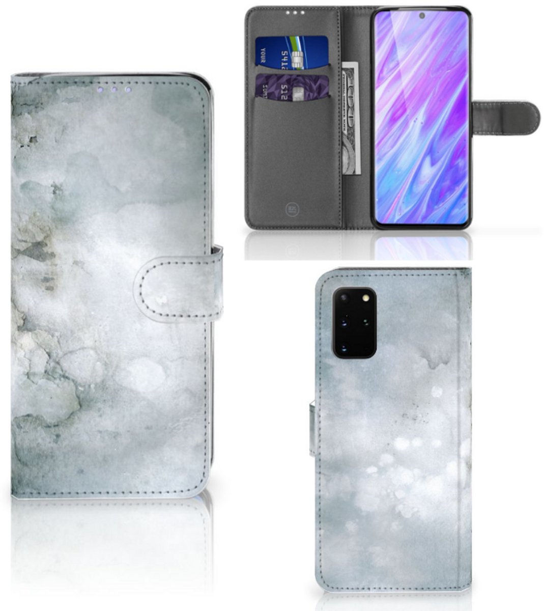 Boekhoesje voor Hoesje Samsung Galaxy S20 Plus Painting Grey