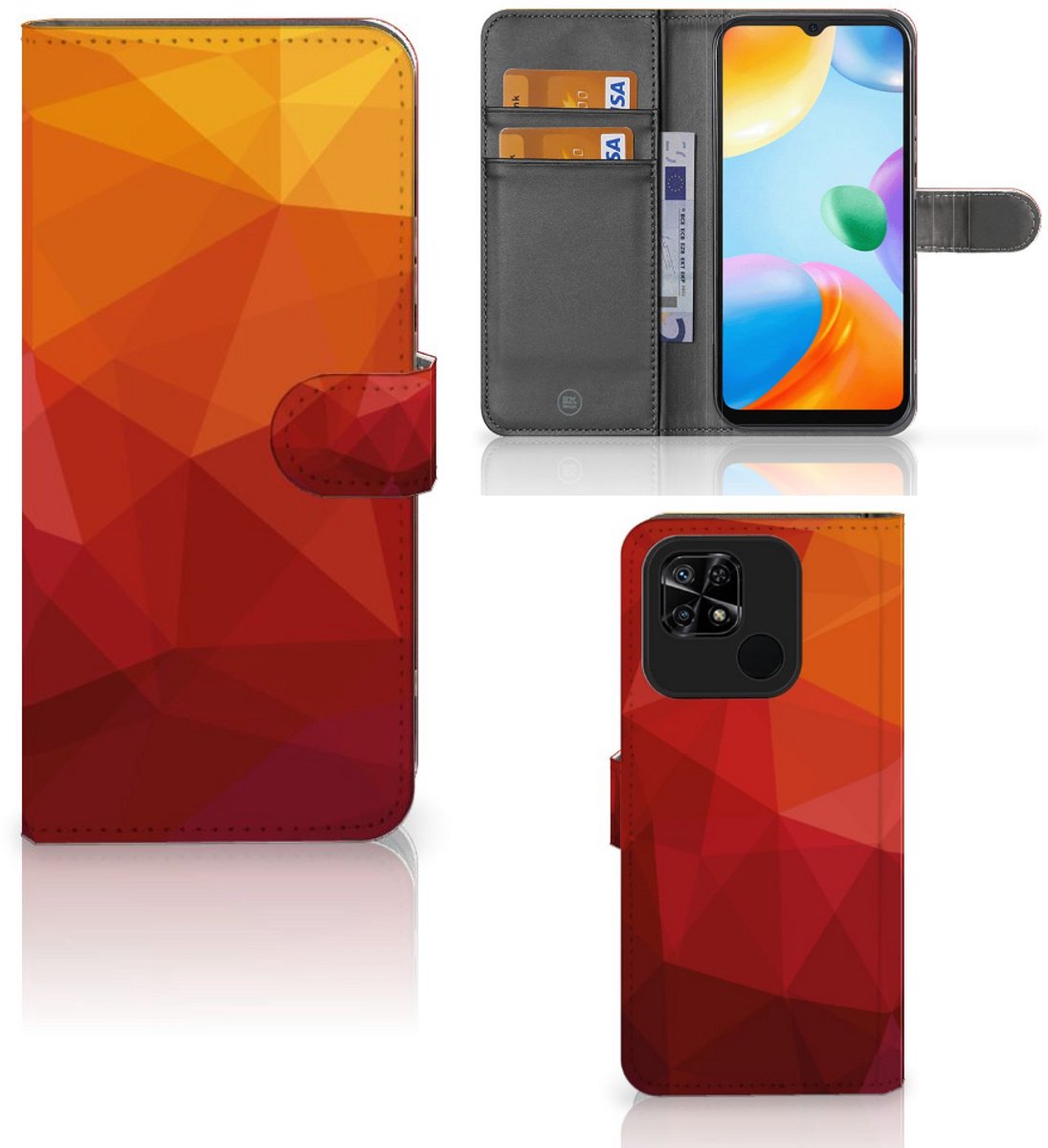 Book Case voor Xiaomi Redmi 10C Polygon Red