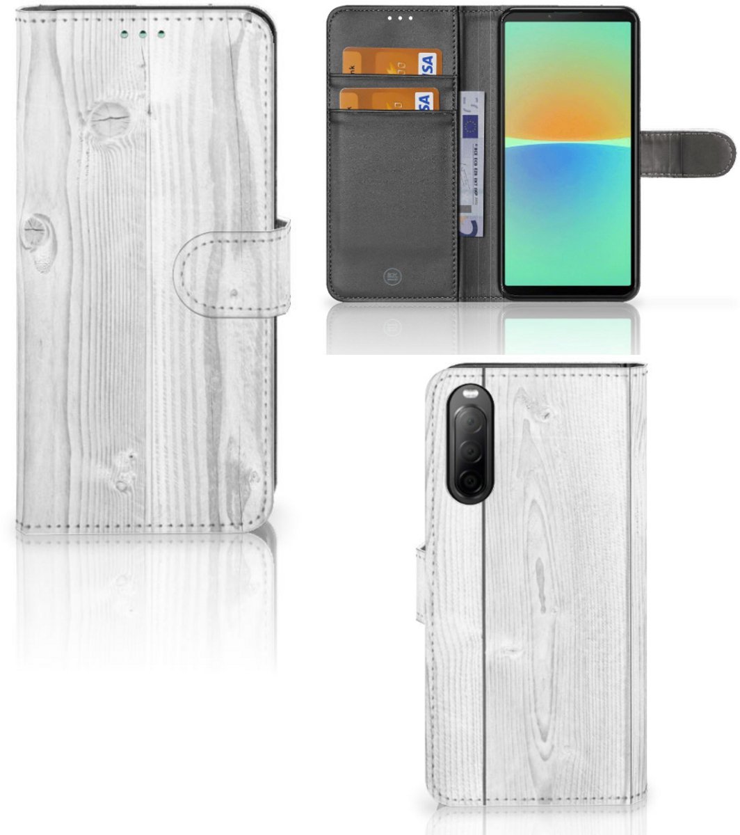 Sony Xperia 10 IV Book Style Case White Wood