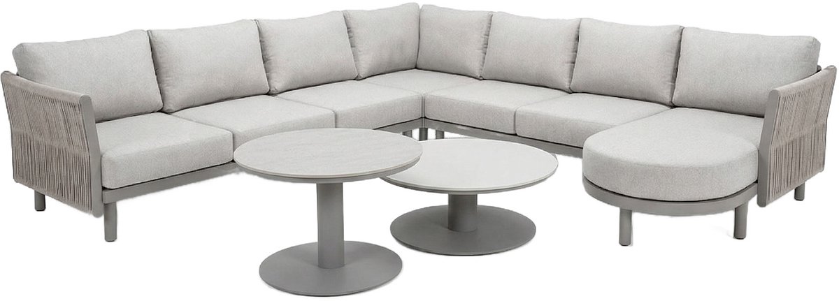 7-Delige Loungeset Cavallino | Beige & Camel | Incl. 2 loungetafels Barletta