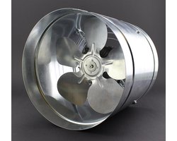 Axiale buisventilator - Ventilator afzuiging - Snelle luchtverversing - Robuuste metalen behuizing - Ø 210 mm - Metaal
