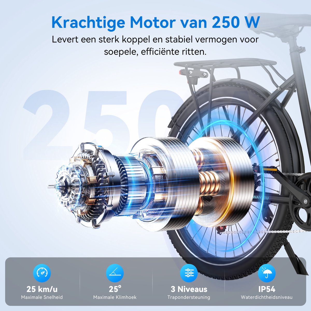 Hitway Elektrische Fiets BK36 - Trendy 20*4.0 Inch Fat Tire City Commuter EBike met Afneembare 48V 10.4Ah Lithium Batterij - Opvouwbaar Mountain E-Bike met 250W Motor - 7 Versnellingen - IP54 Waterdicht - afbeelding 3