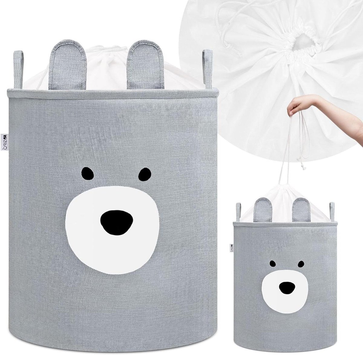Speelgoedmand XXL - Opvouwbare Organizer - Speelgoed Opbergen - Waterdicht Materiaal - 63L - Grijze Teddybeer