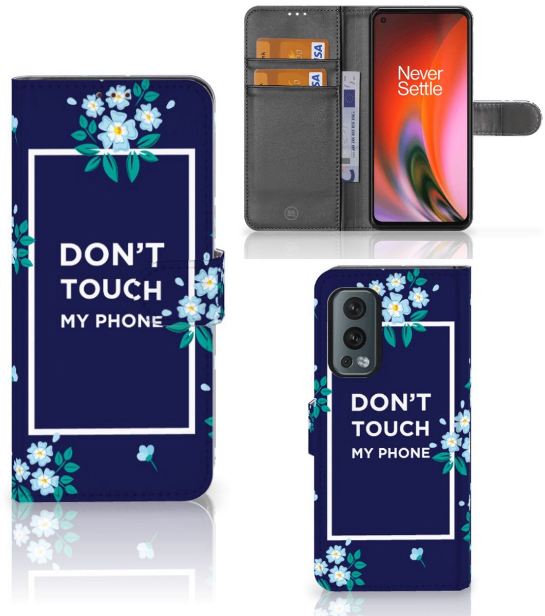 OnePlus Nord 2 5G Portemonnee Hoesje Flowers Blue DTMP
