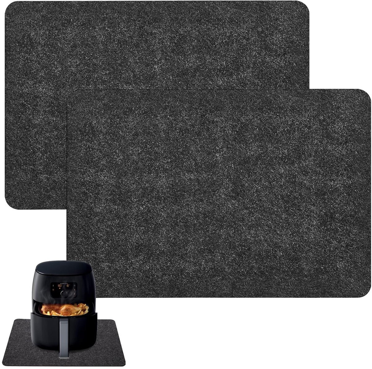 Cosensi - Hittebestendige Air Fryer Mat - 2-Pack - Flexibel en veelzijdig - 44 x 30 cm - Vilt mat - Keukenaccessoire - Geschikt voor airfryers - Zwart