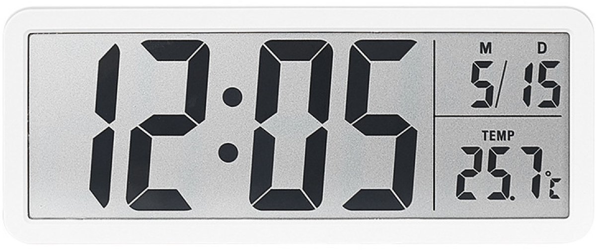 carmdering - Wekker - Digitale wekker - Wekker kind - Digitale wandklok - 8 inch LCD-scherm met tijd - temperatuur- en datumweergave - Werkt op batterijen of USB - Geschikt voor woonkamer - Slaapkamer - Keuken en bureau (Wit)
