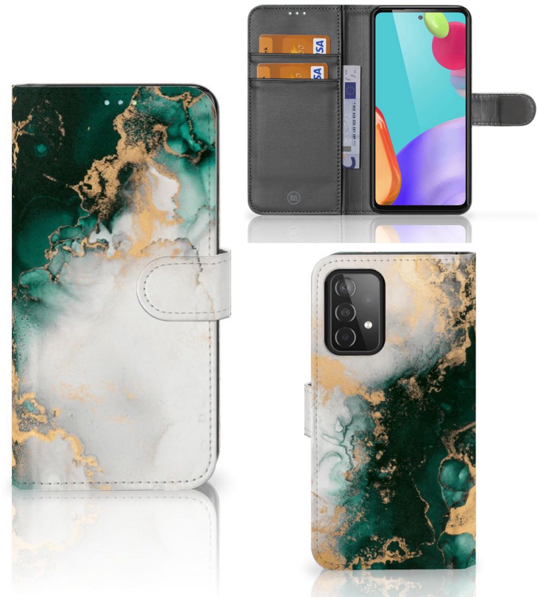 Bookcase voor Samsung Galaxy A52 Marmer Groen